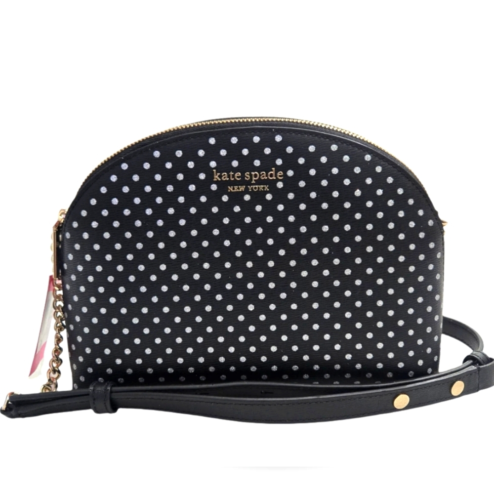 #72a NWT - Kate Spade Black and White Crossbody Bag with Polka Dots